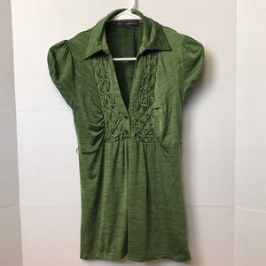 V-Neck Green Blouse.